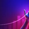Business success of growth metaverse finance and investment profit graph concept or development analysis progress chart on financial market achievement strategy background with increase hand diagram